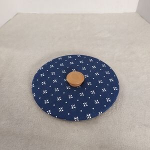 Longaberger Fruit Basket Lid Only  Blue Cloth Covered , 8.5”